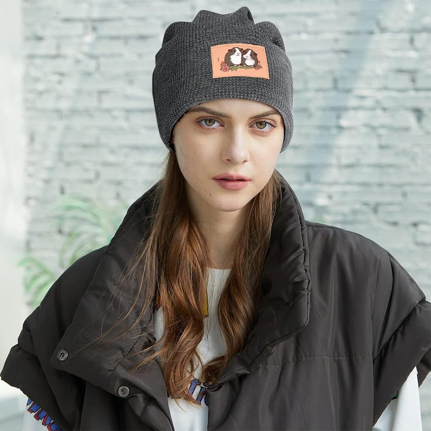 Stylish Two Guinea Pigs Hanging Out Printed Winter Pullover Hats for Men and Women Combine Warmth and Style