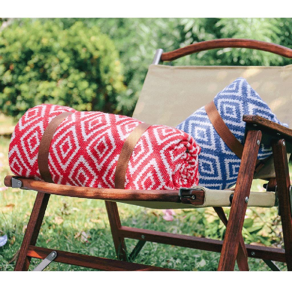 Tapis de Pique-Nique de Plage, Tapis de Pique-Nique d'extérieur rétro Style Nordique imperméable et épais pour Le Camping et Les Voyages (Coton), Couverture de Voyage (Bleu 190 x 250 cm (74,