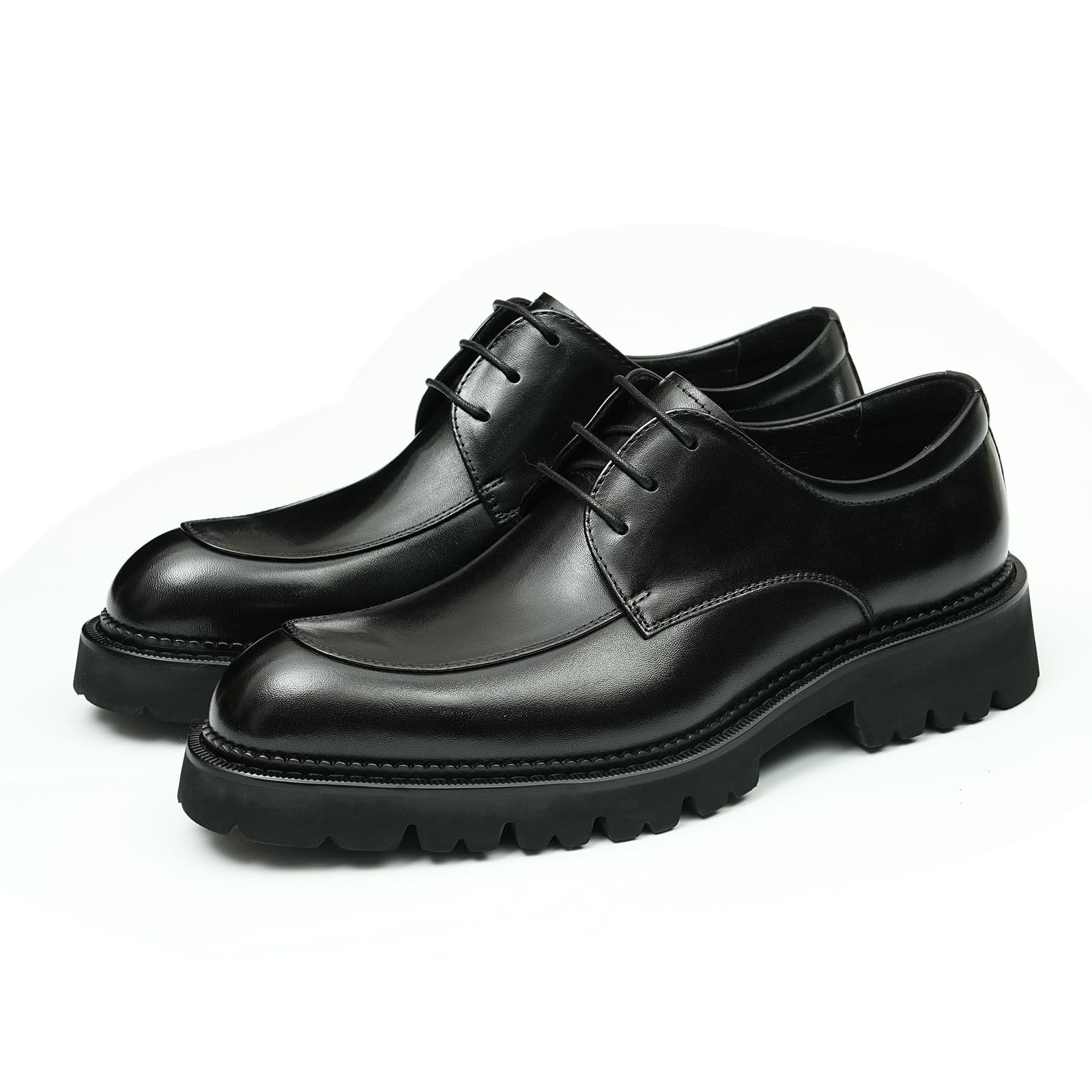 Derbys Retro Affari Casuale da Uomo Scarpe Formali Stringate in Vera Pelle