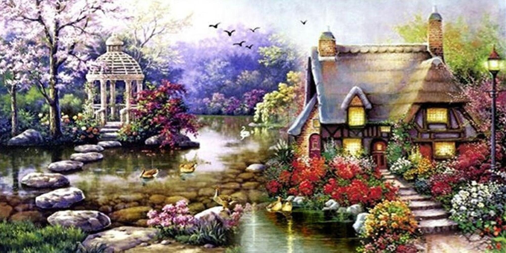 Nagolee Handmade Needlework Cross Stitch Set for Home Decoration, 64x37cm