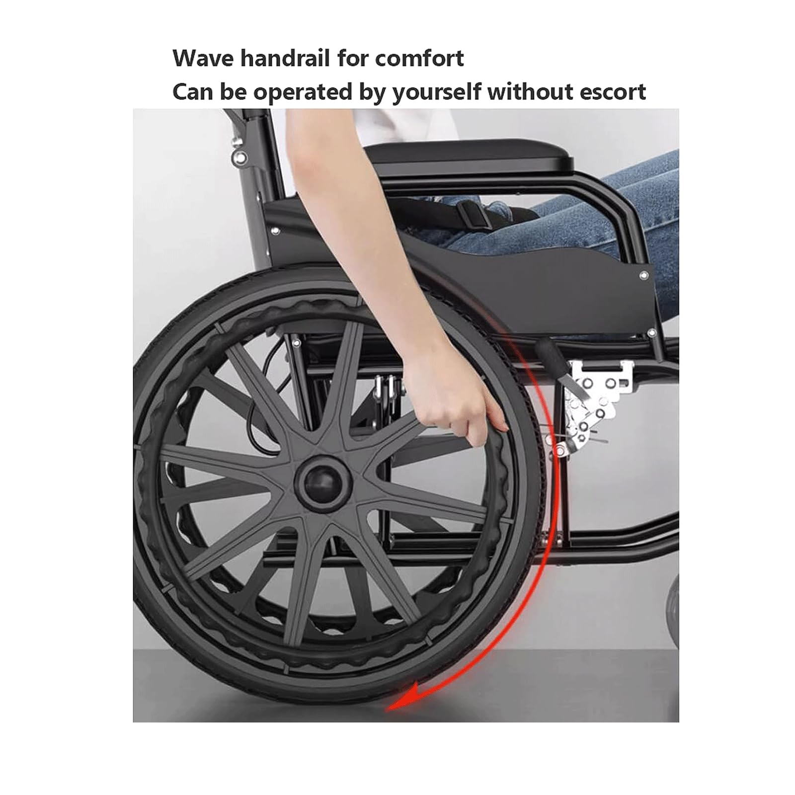 BKEKM Silla de Ruedas Sillas de Ruedas Plegables, sillas de Ruedas de Transporte de Acero al Carbono, Silla de Ruedas Manual Ligera con Frenos de Mano para Adultos, Ancianos, Carga de 220lb Cómodo