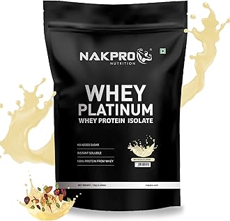 NAKPRO Platinum Whey Protein Isolate 1kg Milk Masala | 28g Protein, 6.4g BCAA | Trustified Certified 100% Authentic Supplement Powder & No Adulteration | Low Carbs, Fast Absorbing Whey Protein Powder