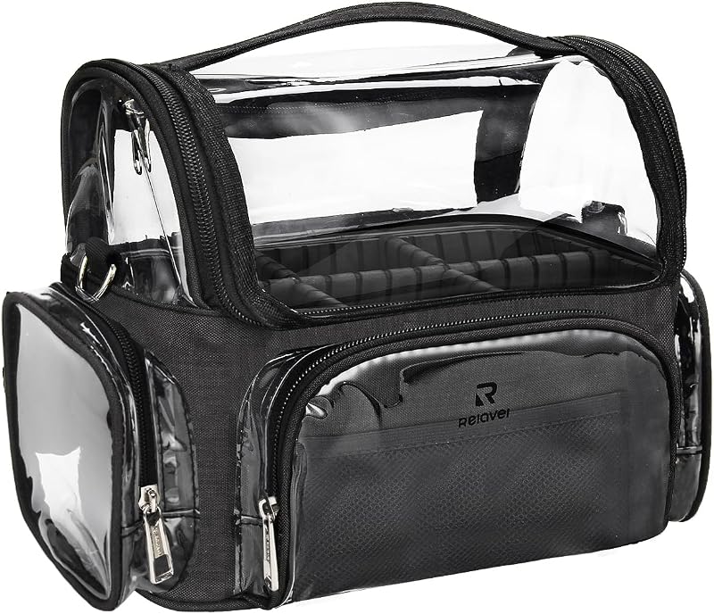 Necessaire transparente para pincéis de maquiagem TANTO com divisórias ajustáveis, 32 x 20 x 23 cm, Pacote com 1