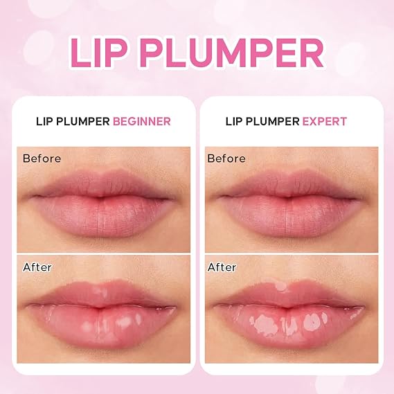 Lip Plumper Gloss - Moisturizing Clear Lip Gloss with Hyaluronic Acid - Smooth Plumping Lip Gloss Serum - Long-Lasting Juicy Lip Hydrating Lip Filler,High Shine Lightweight Lip Beauty