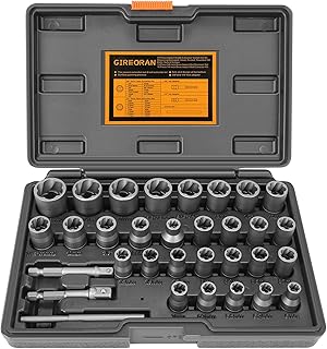 Upgrade Bolt Extractor Kit, 32 Piece Stripped Bolt Extractor Socket Set, Rounded Bolt Remover, Lug Nut Remover with ¼ Inch and ⅜ Inch Adapter for Removing Damaged Frozen Rusted Rounded-Off Bolts Nuts