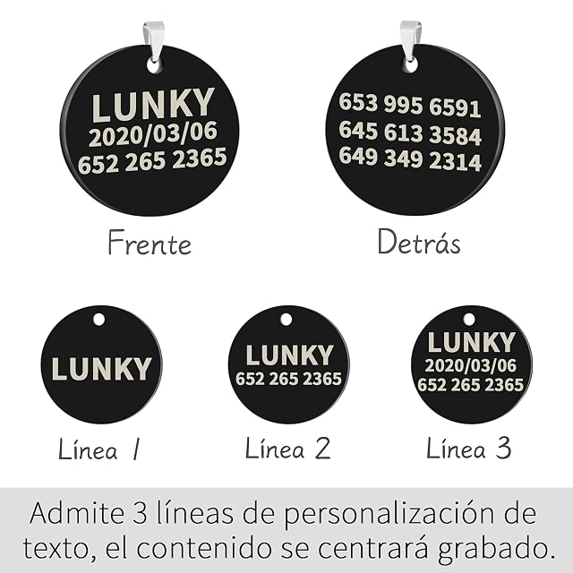 Foto 7 de 7 de CAMAL Chapa Perro Grabada, 2 Piezas Ronda Placas para Perros y Gatos, 25mm, Chapas Personalizadas (Oro Rosa)