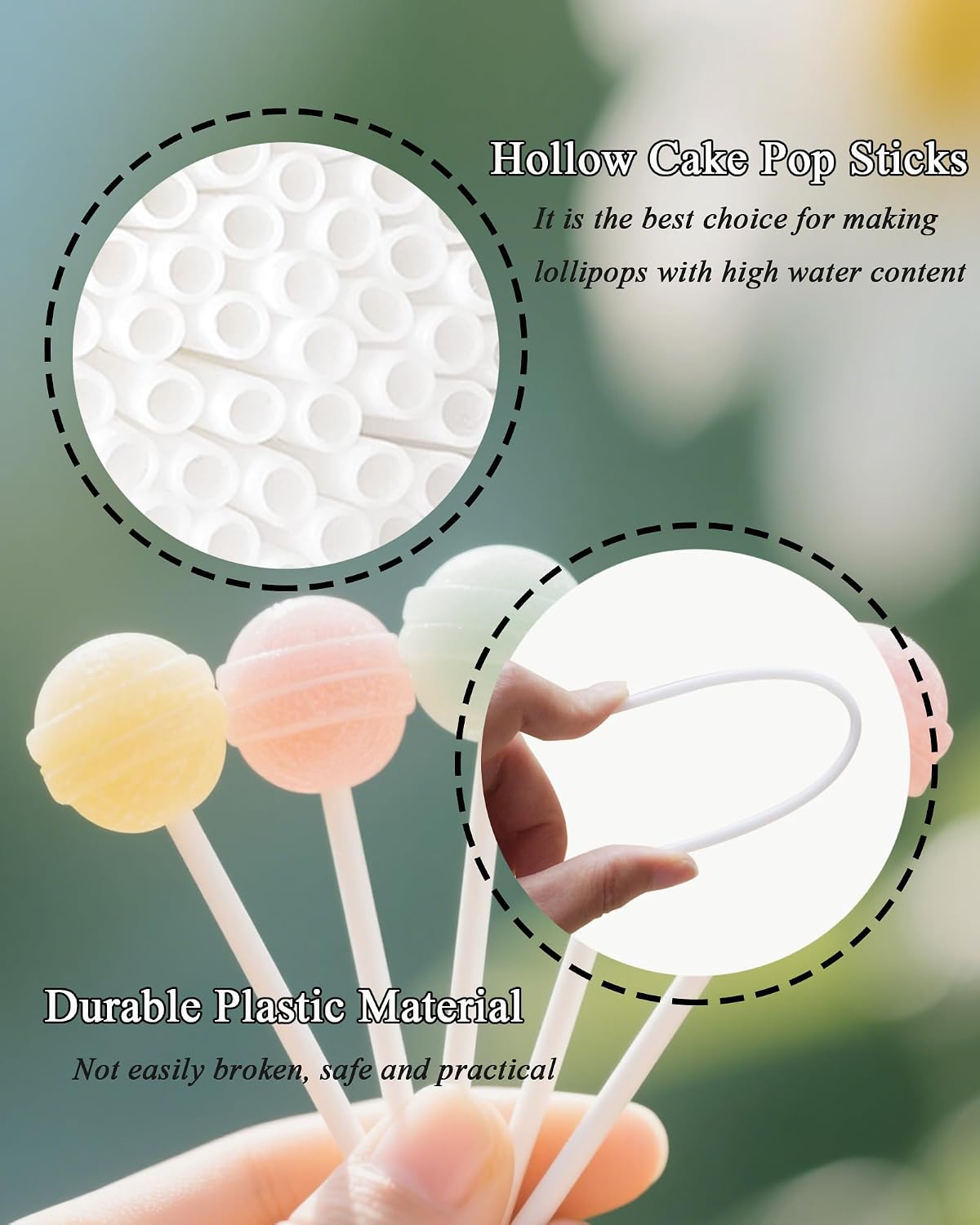 100Pcs CHELIZIYA 4-inch 4mm Plastic Lollipop Sticks