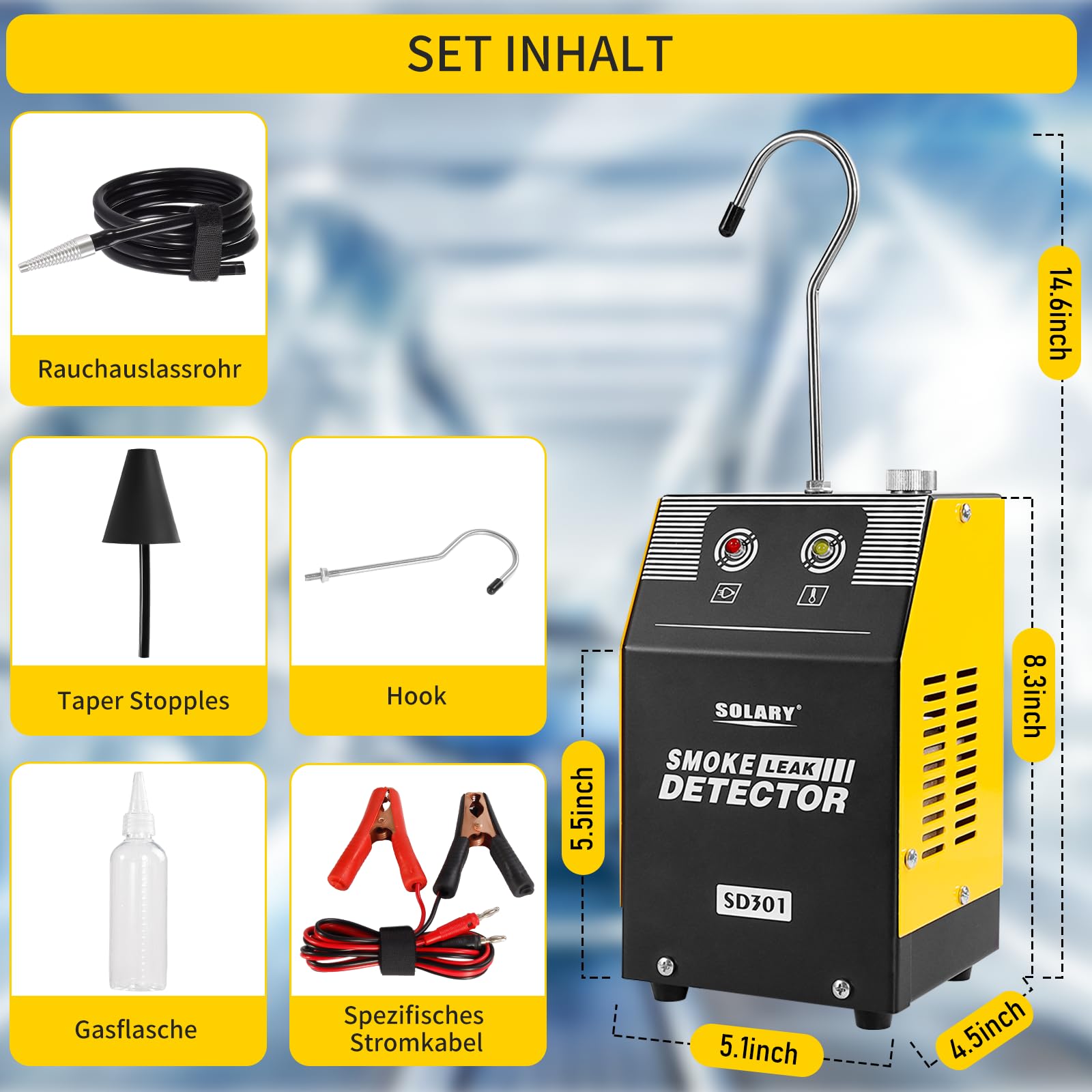 Solary Automobile - Rilevatore di perdite in EVAP con pompa ad aria integrata, sensore di pressione per sistemi di tubi e sistemi di carburante, dispositivo diagnostico a vuoto da 12 V per tutti i
