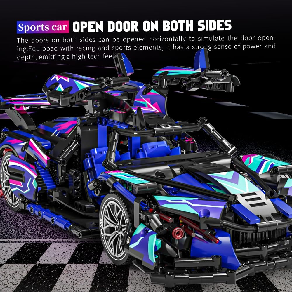APAWR Sports Car Building Blocks Toys for Boys & Adults - 1391 Piece Challenging Racing Car Building Kit, DIY Model Set for Age 8-14