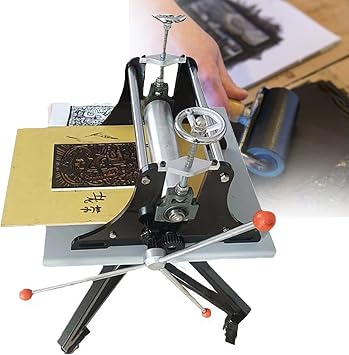 Manual Flat Press Printing Machine, 320 * 500mm Lino Block Printing Press, Height Adjustment, Hand Lever Press Machine, Letterpress Print Making Press, For Woodblock Ink, Lino Cuts