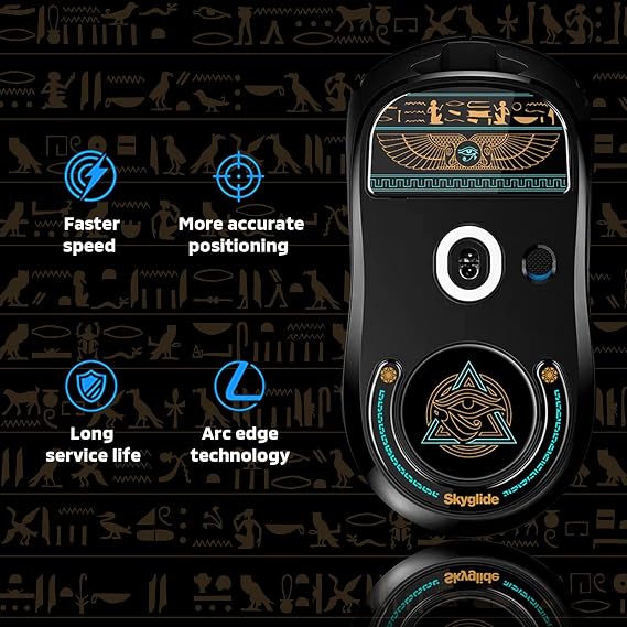 Hyekit - Logitech G Pro X Superlight için Corning Temperli Camdan Yapılan En Hızlı ve En Pürüzsüz Fare Ayakları/Patenleri Süper Hızlı Pürüzsüz ve Dayanıklı Taban [Horus'un Gözü]