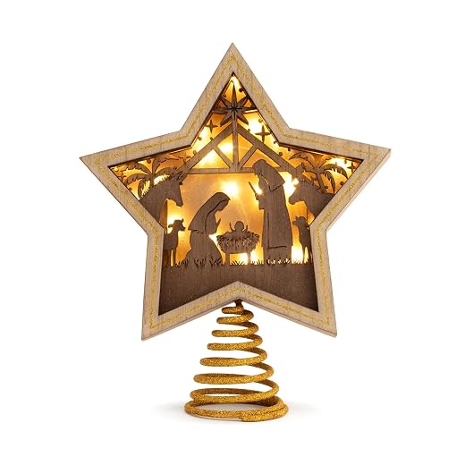 Gold Wooden Star Tree Topper