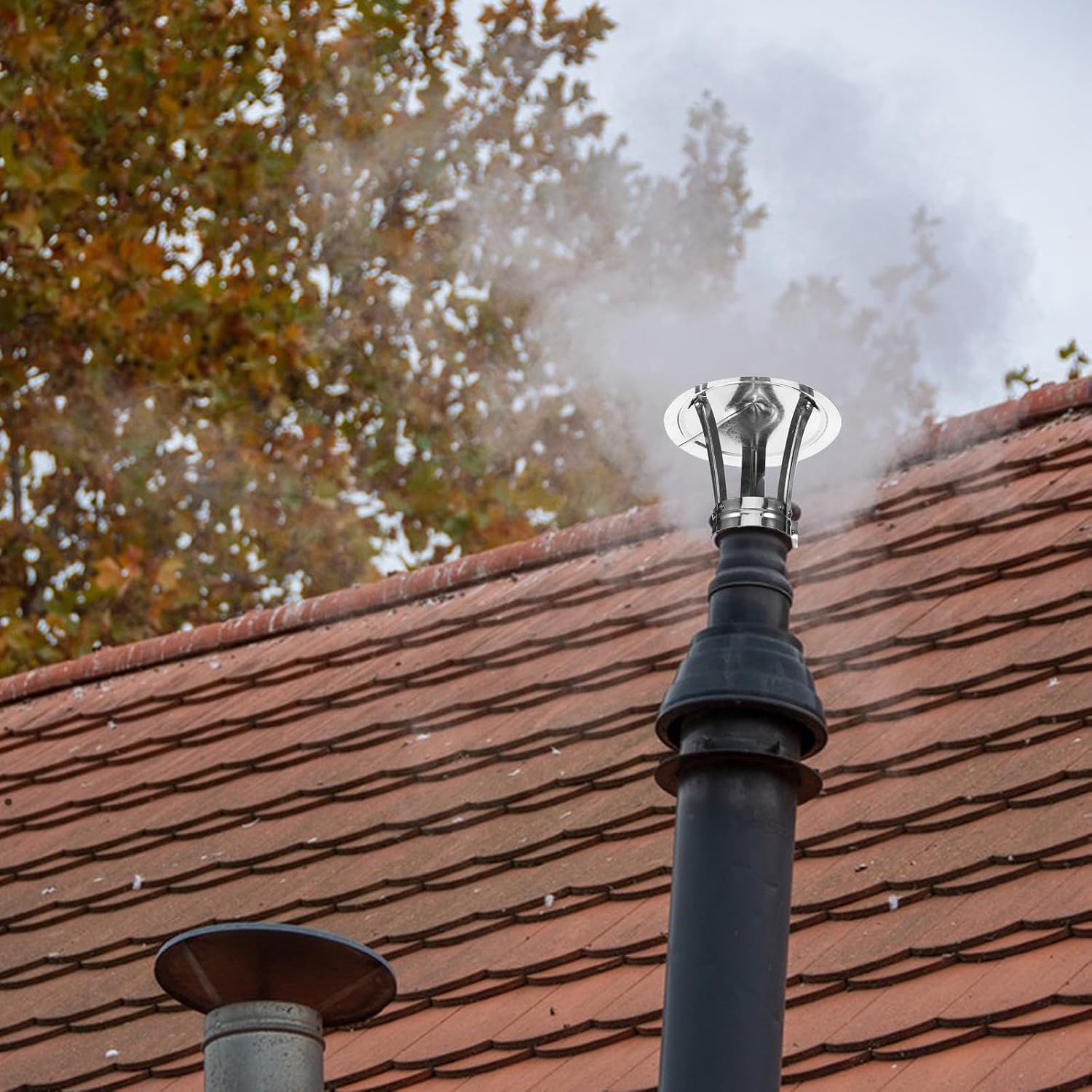 Chimney Cap Metal Roof Vent Cover 10cm Diameter Iron Rainproof Flue Protector for Outdoor Stove Fireplace Exhaust Vent Home Supplies