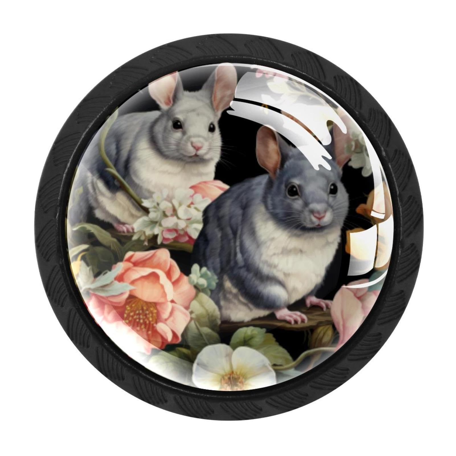 CHENZZZZ Chinchilla Drawer Knobs Pull Handle Crystal Glass Circle Shape Cabinet Drawer Pulls Cupboard Knobs with Screws for Kitchen Cupboard Dresser Wardrobe etc