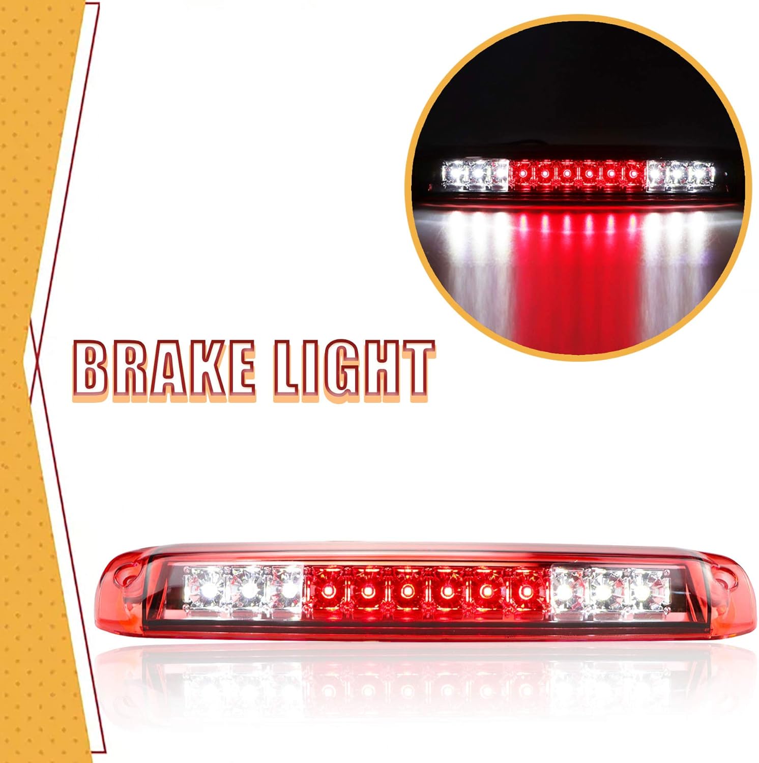 Tresound Third 3rd Brake Light for 1999-2007 Chevy Silverado/GMC Sierra 1500 2500HD 3500 Cargo Lamp High Mount Stop Light (Red Lens)