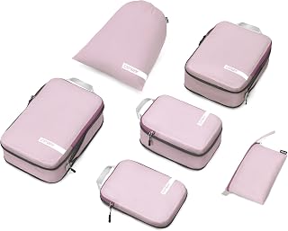 Cipway Compression Packing Cubes for Travel (Mauve Pink 6 Set)