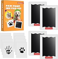 Vista 1 de Nabance Kit de impresión de huellas sin tinta para perros, gatos y bebés, 4 almohadillas de tinta Clean Touch y 8 tarjetas de impresión, kit