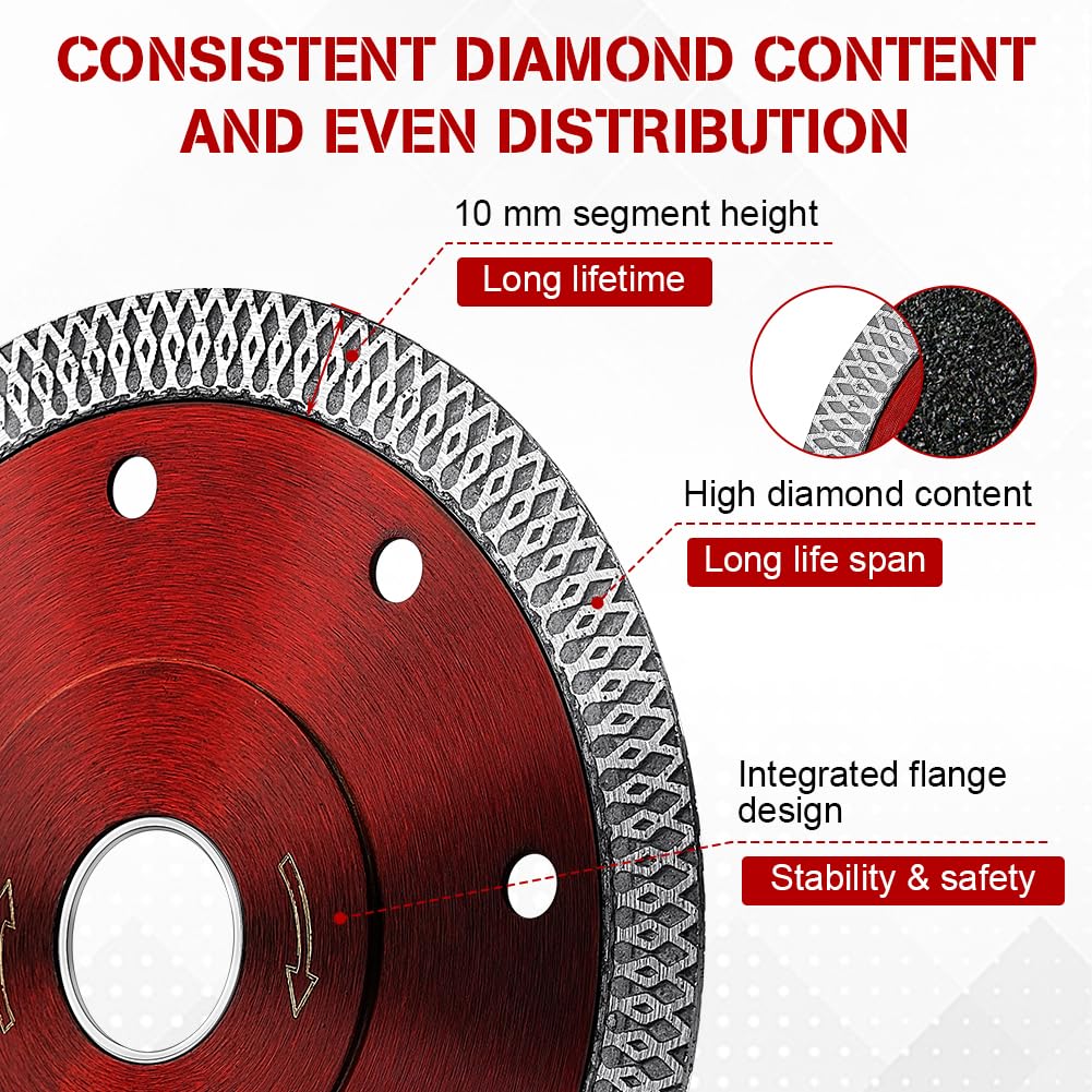 Flintronic Disco Diamante 115 mm, Disco Diamante Porcelanico Extrafino, disco de corte de diamante universal para corte de porcelánico, cerámica, granito y mármol tanto en seco como en húmedo