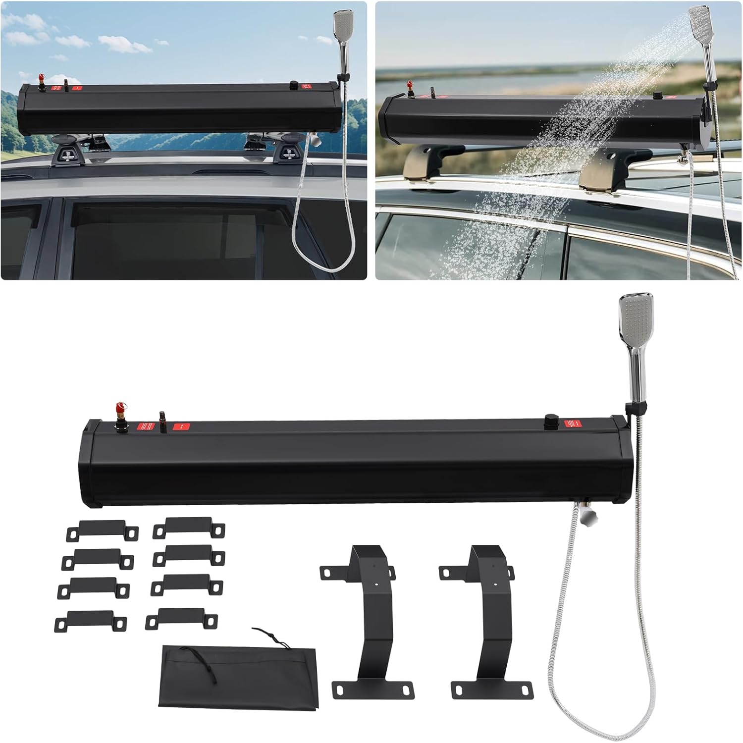 CNCEST 7.93 Gallon Self-Pressurized Water Tank for Camping Showers,Roof Rack Mount Road Shower,Bumper Mount or Bed Mount Vehicle Water Storage for Trucks & Off Road Vehicles (30L)