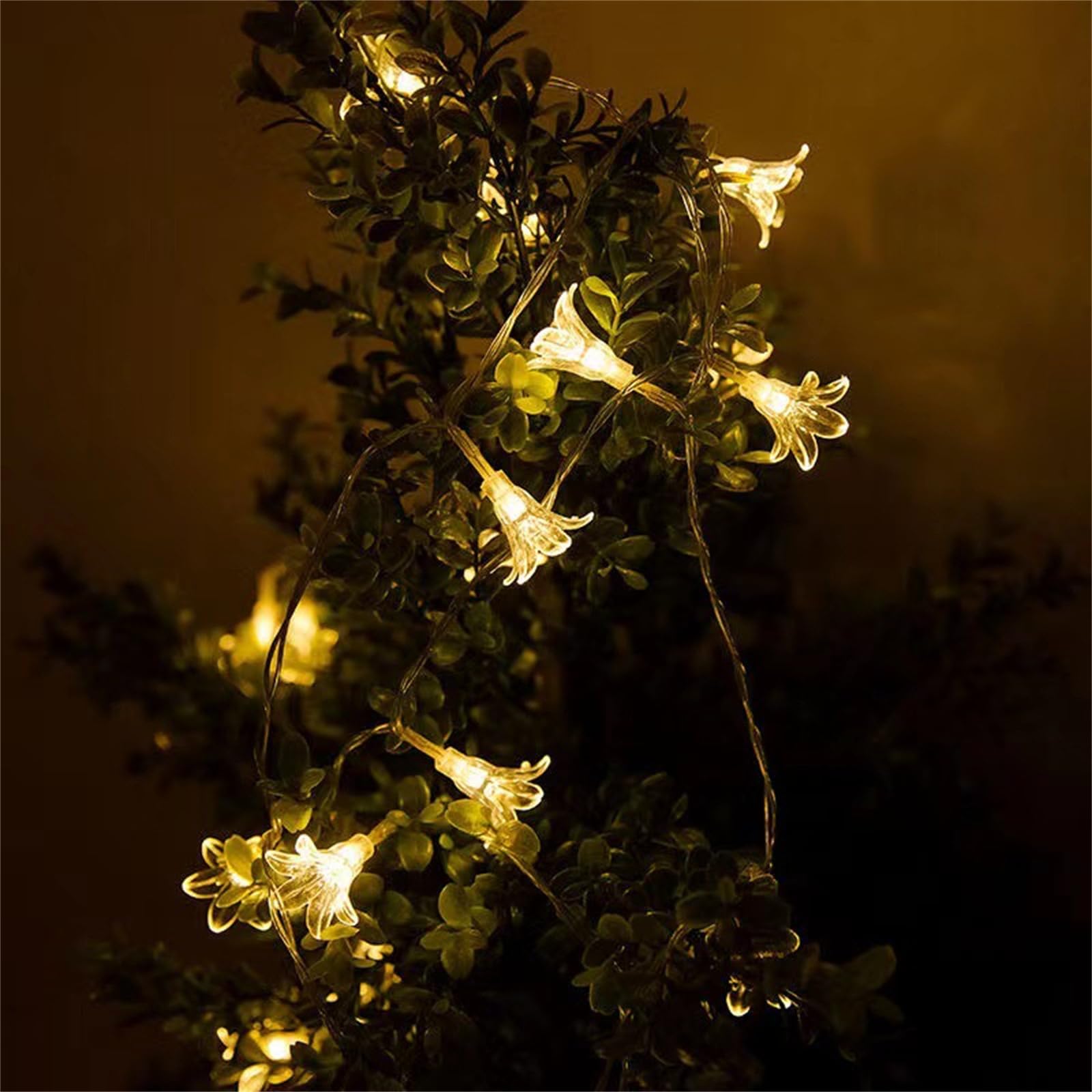 FANSU Lotus LED Garden Lights,8 Modes Indoor/Outdoor Solar String Lights, Versatile Solar Lights Outdoor Garden, for Patio Yard Home Christmas Parties Wedding Decorations (Warm White,12m/20 LED)