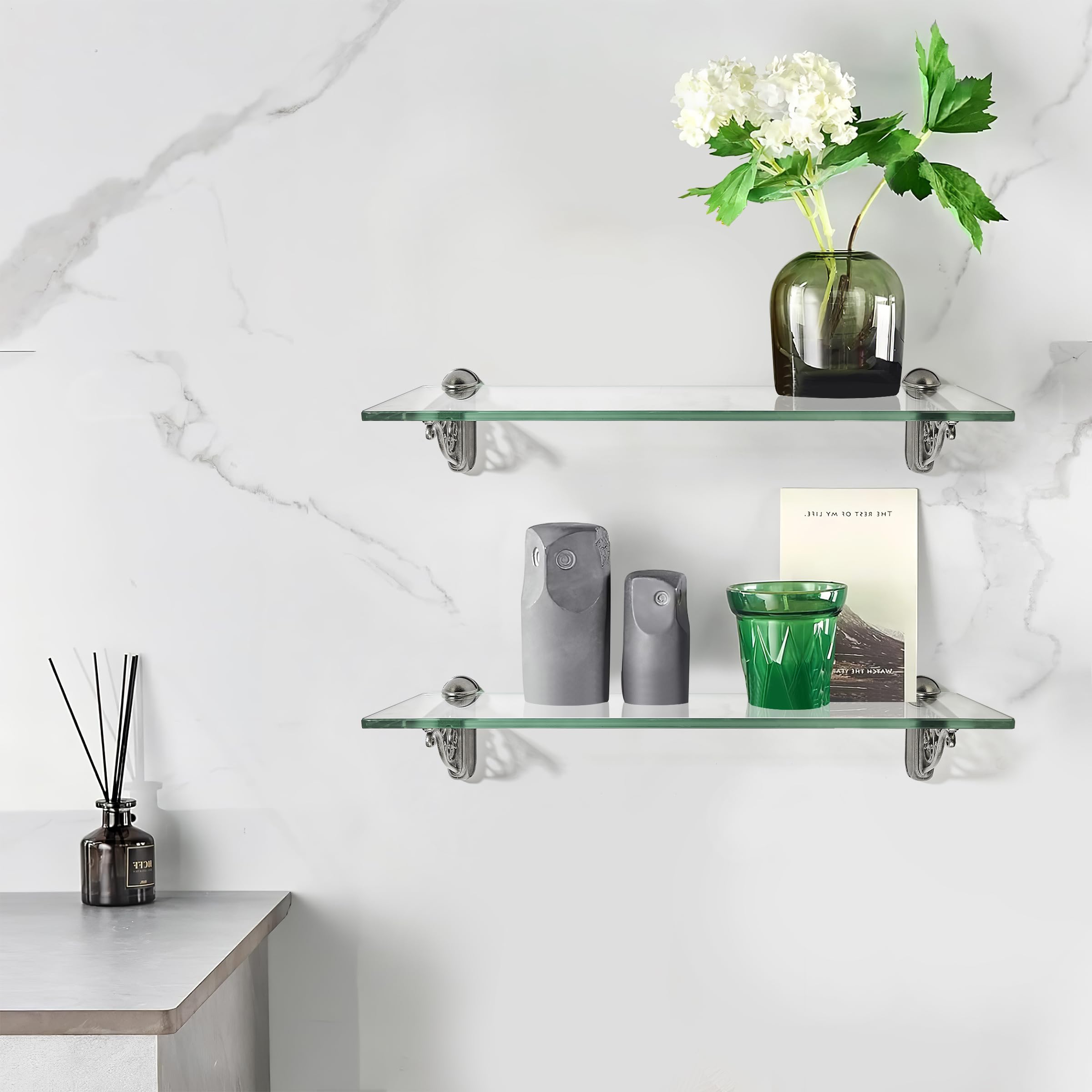 KHTUMEWARE-245AS+23.6BL Antique Silver Shelf Brackets 24 in (610 mm) in Antique Silver — KHTUMEWARE