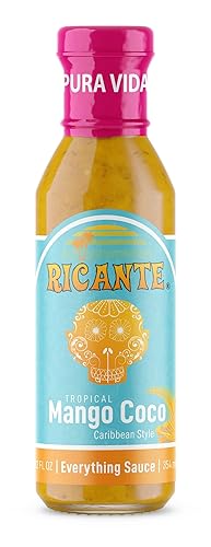 Ricante Tropical Mango Coco Caribbean Style Everything Salsa apta para keto y gluten aprobada por Whole 30 botella de 12 onzas