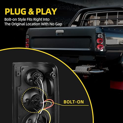 Miniatura 6 de DWVO Lámparas traseras compatibles con Toyota Pickup Truck 1989 1990 1991 1992 1993 1994 1995 luces traseras negras humo DWTL004W