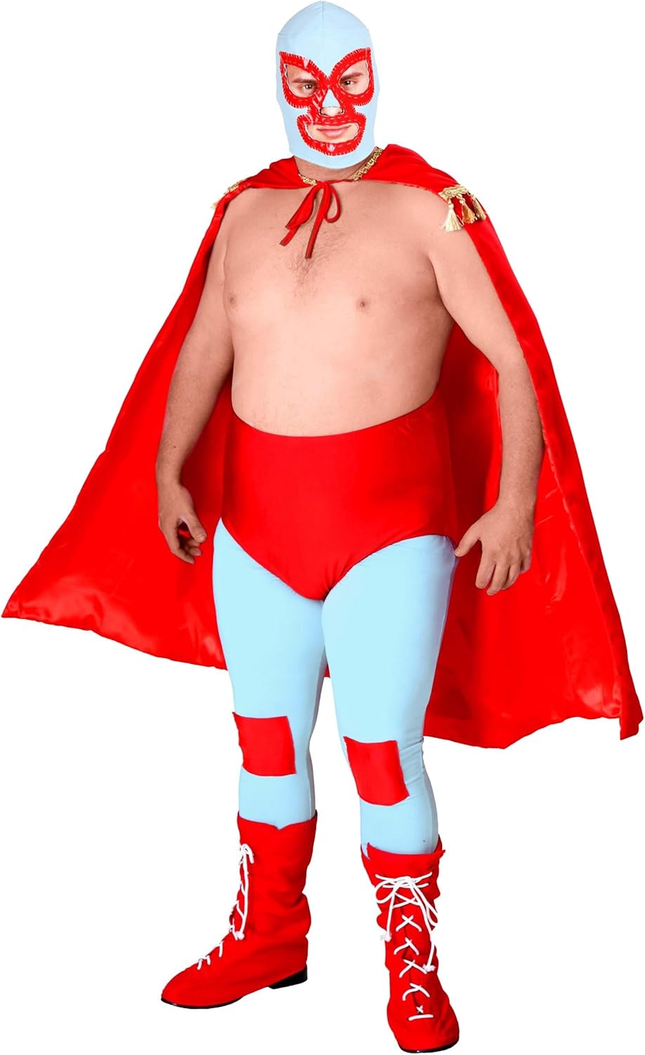 Lovable Luchador Men's Costume with Mask, Cape, and Boot Covers - Wrestler's Outfit, Perfect for Halloween