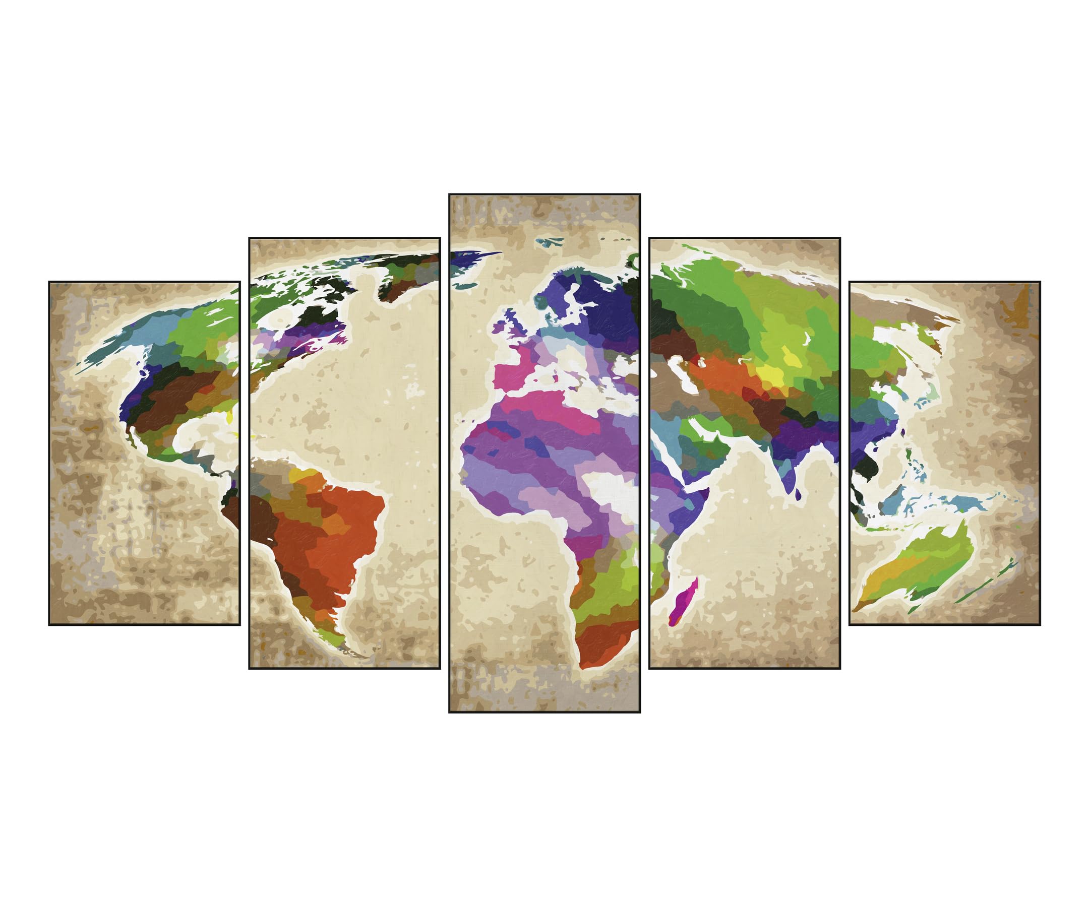 Schipper 609450856 Malen nach Zahlen - Colorful World - Bilder malen für Erwachsene, inklusive Pinsel und Acrylfarben, 5 Bilder, Meisterklasse Polyptychon, Profi, Edition, 132 x 72 cm