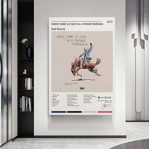 Miniatura 6 de SoAb Póster de portada de álbum de Bad Bad Bunny, pintura artística, pósteres de pared, dormitorio, gimnasio, regalo decorativo, 16 x 24 pulgadas