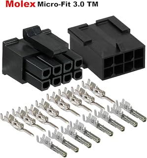 Molex Micro-Fit 3.0 Dual Row (8 Circuits) Male & Female Receptacle Plug, w/Terminal sockets, (Pack of 1 Complete Set)