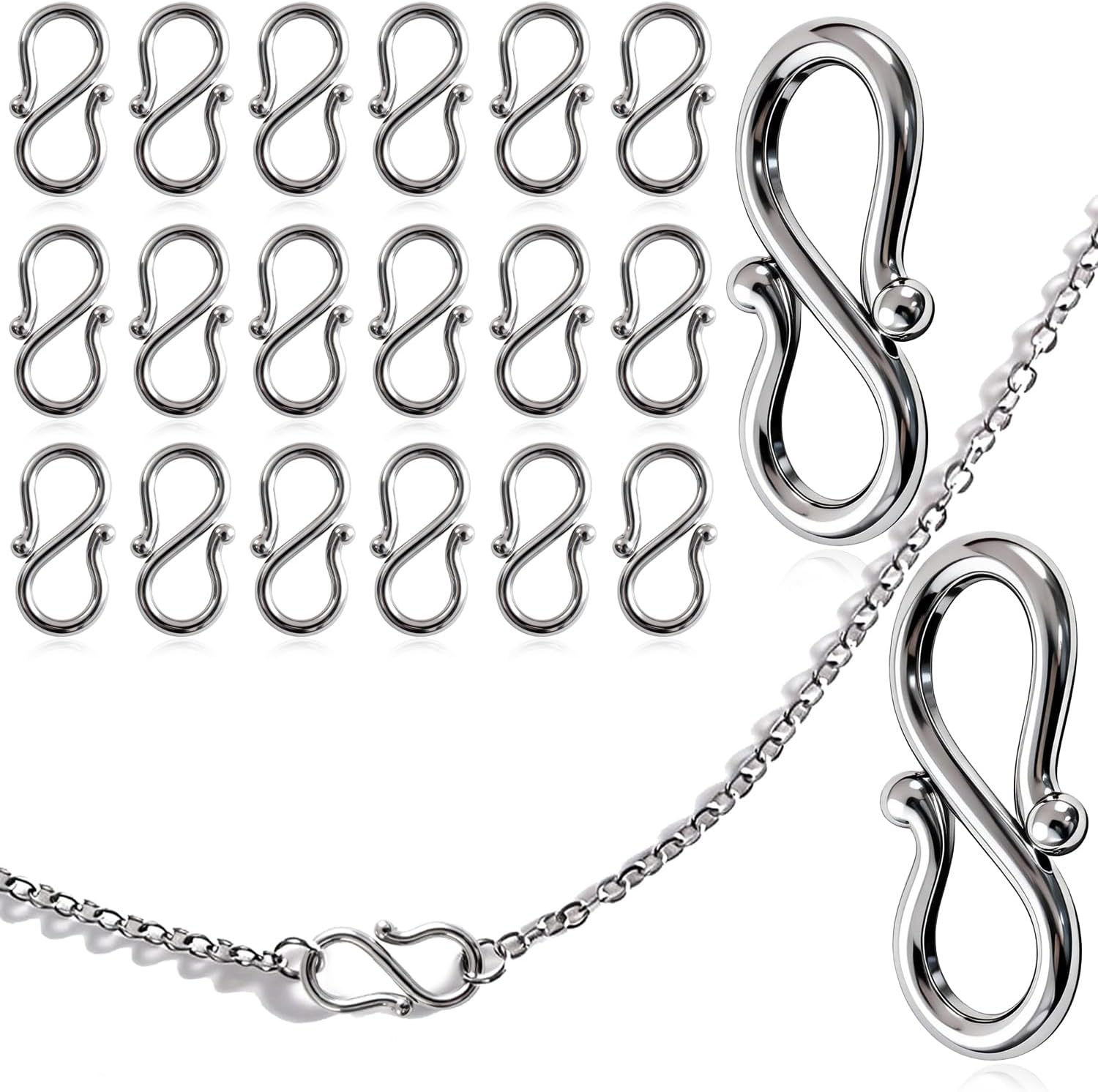 stino 40Pcs Stainless Steel Clasps for Jewelry Making(18k Gold Plated) | Jewelry Making, Silver & Gold Plated, No Tarnish DIY Crafts
