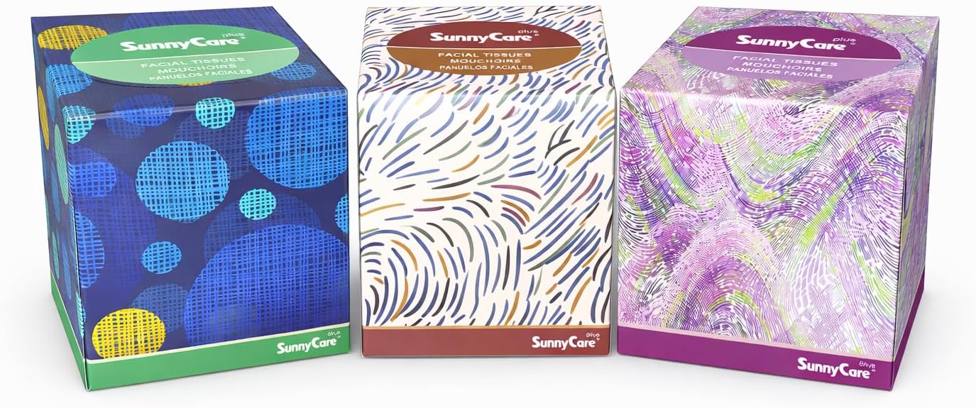 SunnyCare #5702P Premium White 2-Ply CUBE Box Facial Tissue 90sheets/box; 36boxes/cs