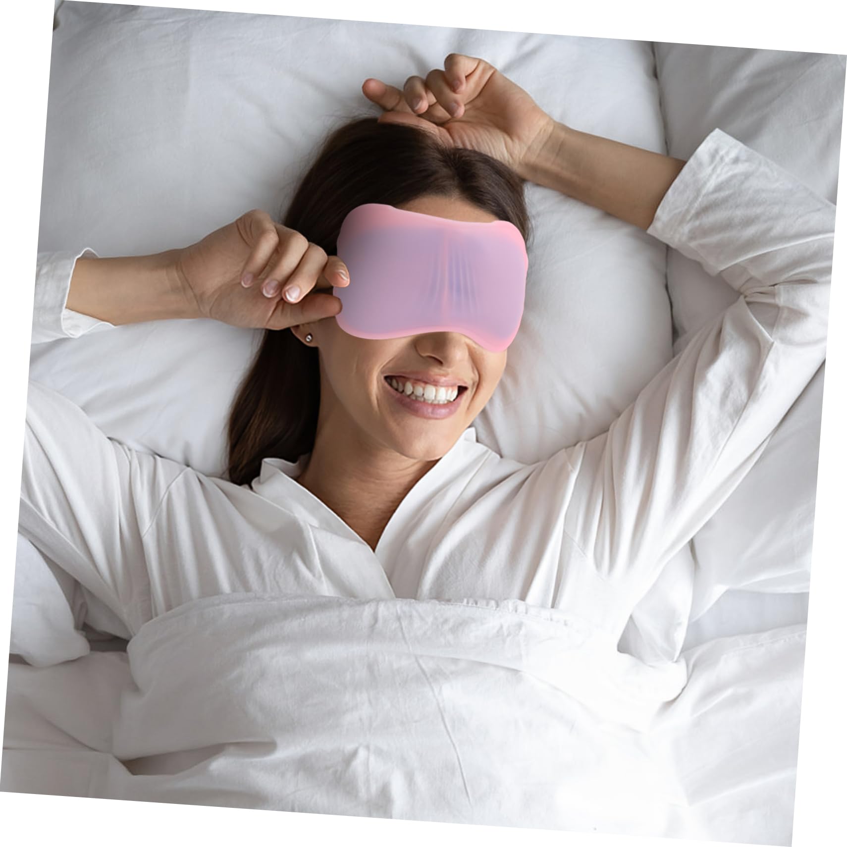 Antifaz de Silicona Gel Rosa para Dormir y Compresa Ocular