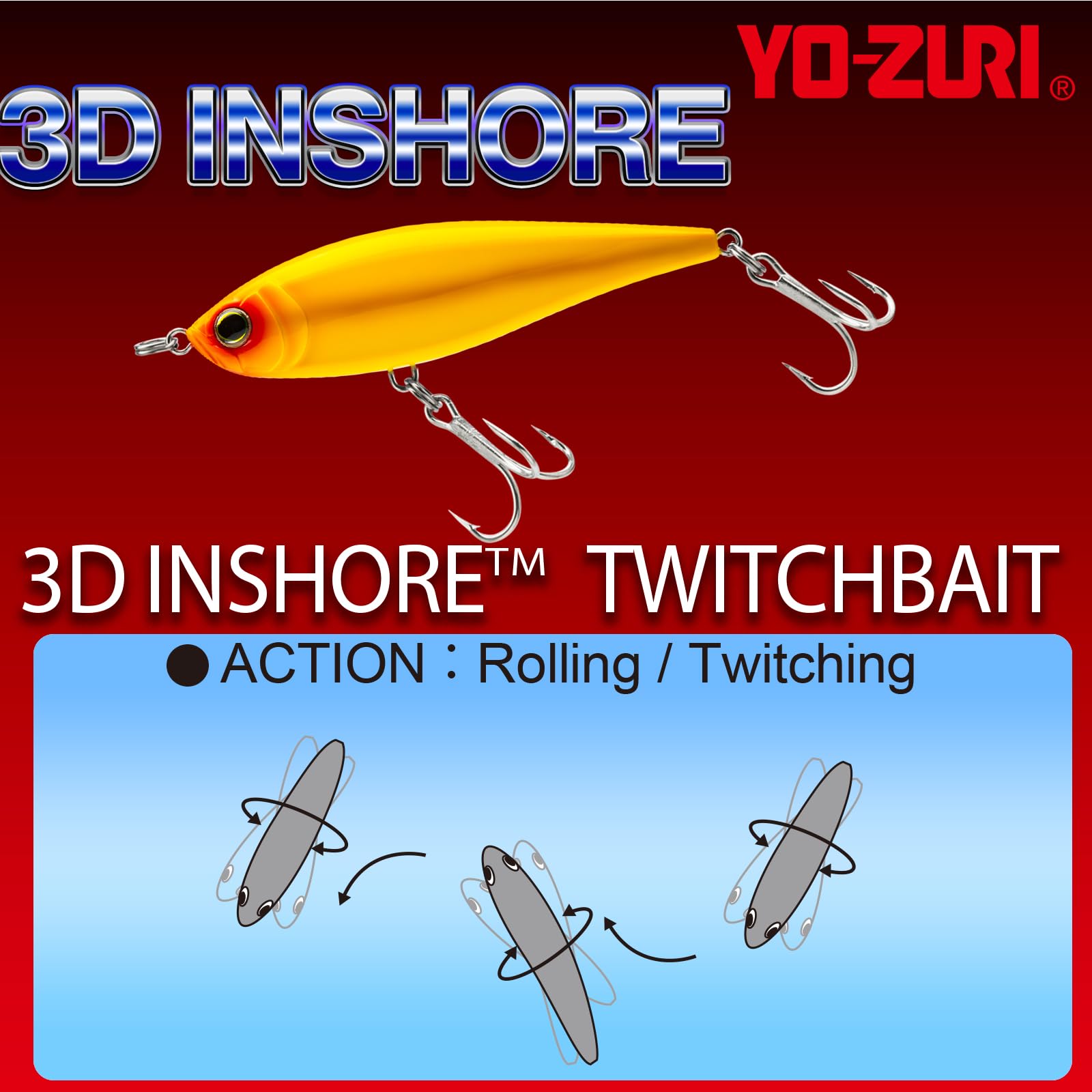 Taruri　1207 Yo-Zuri R1207-BSCL: 3D Inshore Twitchbait (Ss) 70Mm 2-3/4