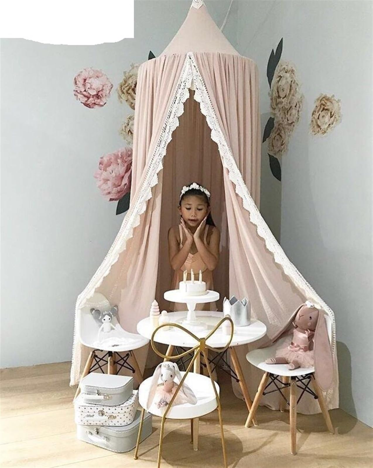 Rete for ombreggiatura in pizzo, baldacchino for letto, Tende a cupola for bambini, Tende da gioco for principessa, camera dei bambini(Grey)