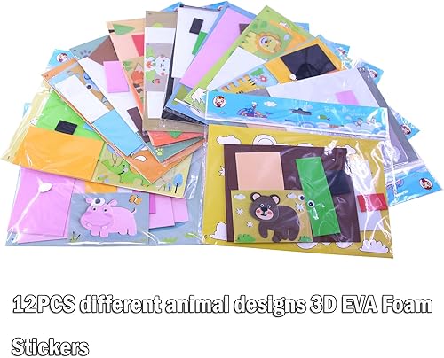Miniatura 2 de Lovyan Calcomanías de espuma EVA 3D para niños pequeños, 12 piezas de espuma adhesiva, manualidades, preescolar, clase de arte, kit de arte de
