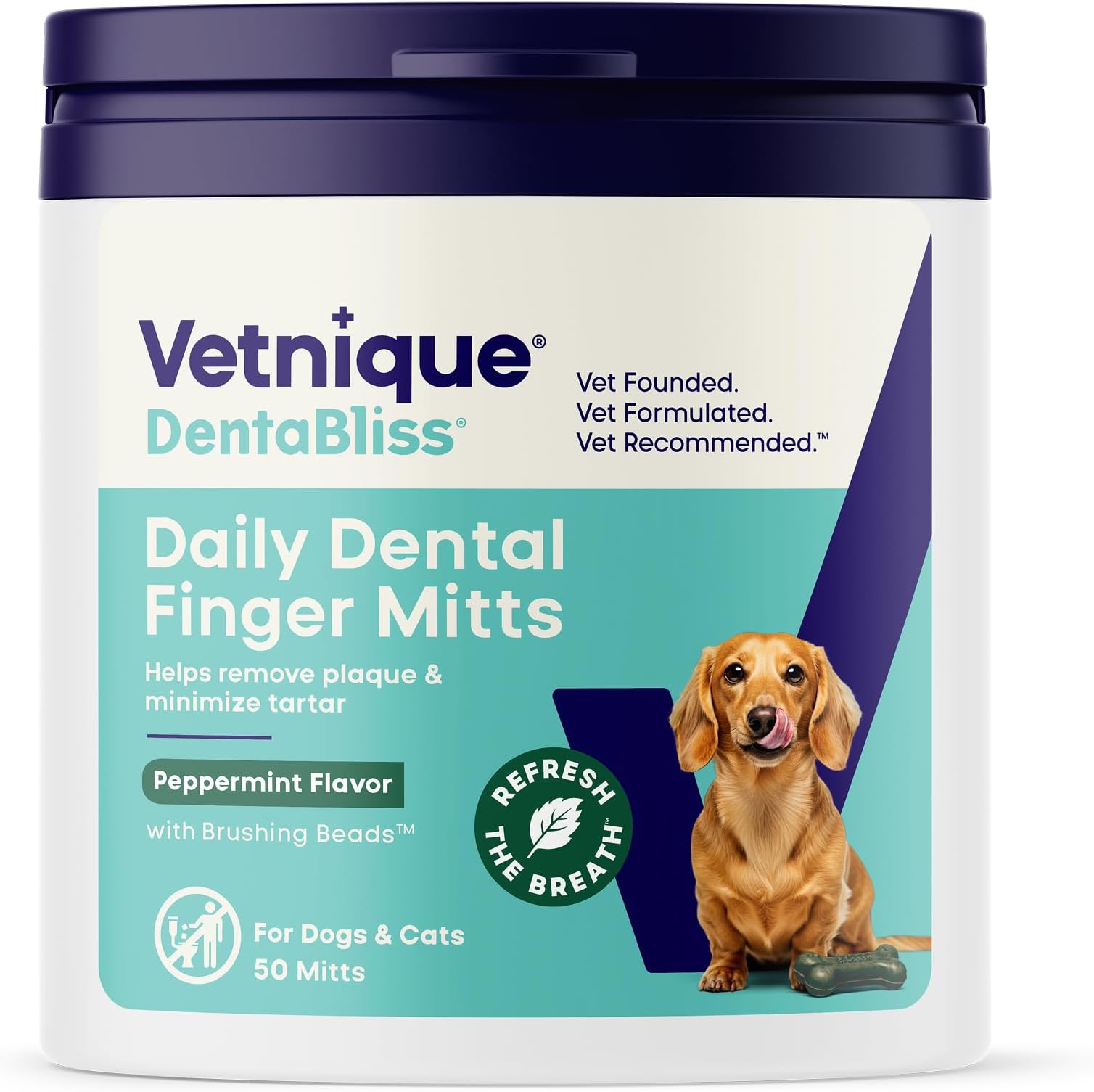Vetnique Dentabliss Cat & Dog Dental Wipes, Toothbrush Alternative Mitt