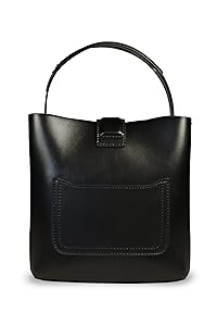 【IONSEOUL】2color Omb leather buckle shoulder bag 4FM138 ON / ELEVEN Leather Bucket Bag for Women - Black and Brown