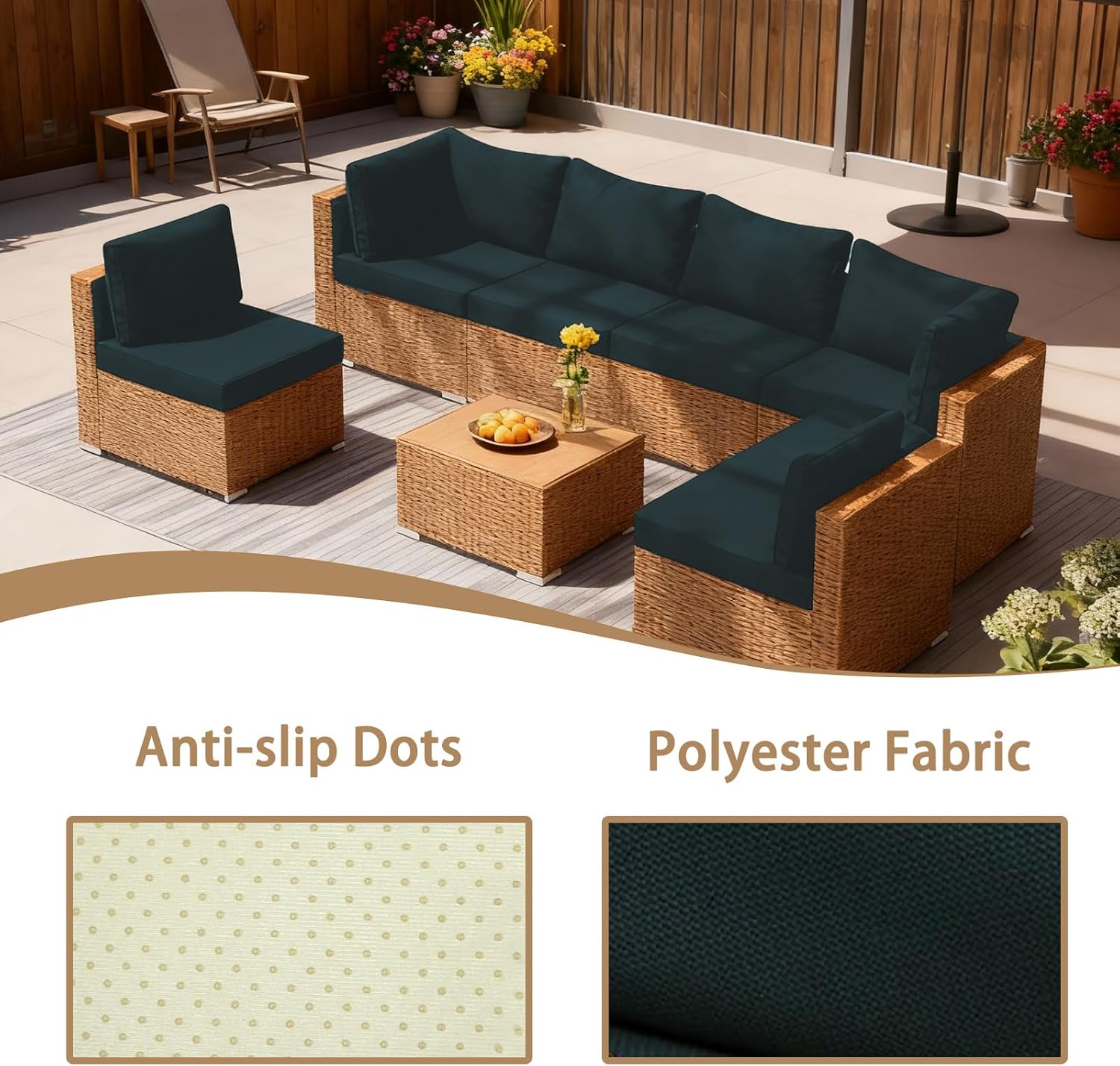 14 Pcs Outdoor Cushion Slipcovers, Patio Furniture Cushion Cover Raplacement, Water-Resistant Patio Furniture Cushion Covers with Zipper (Grey, 23.6Lx23.6Wx4.33H)