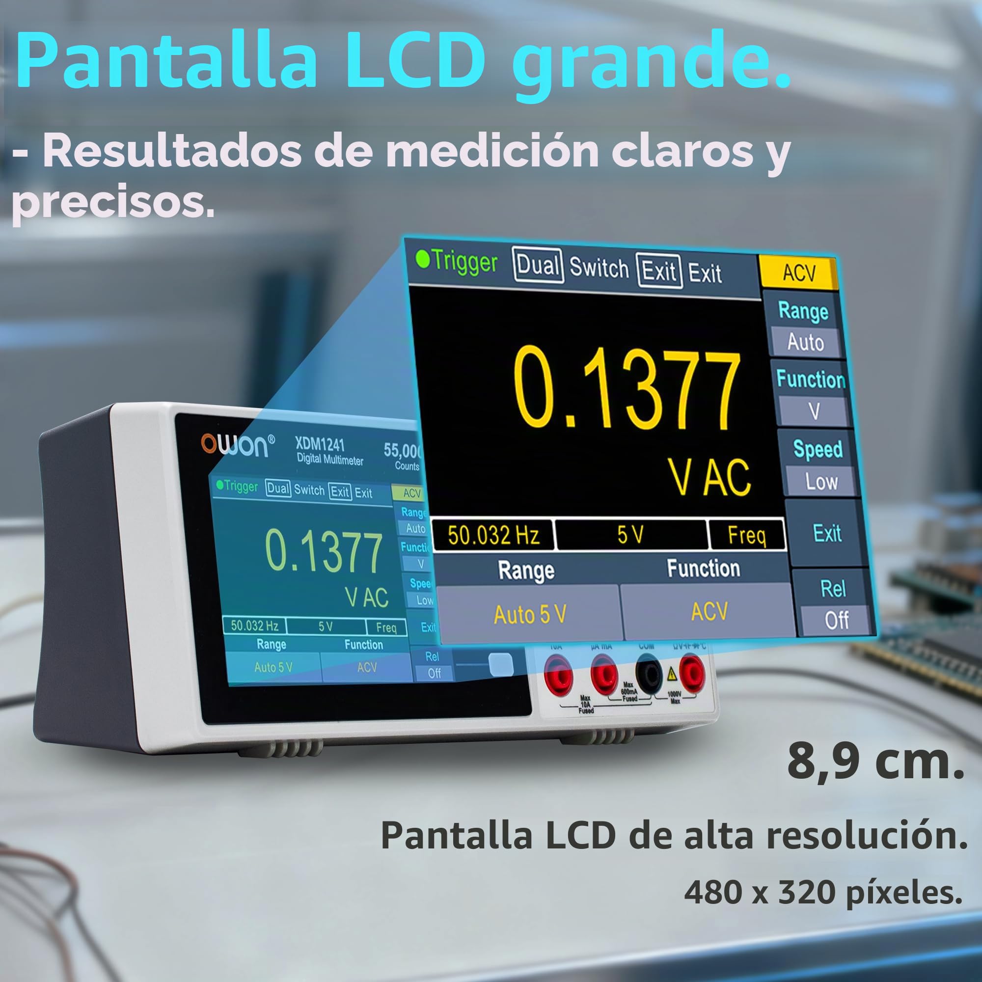 XDM1241 OWON Multímetro portátil Benchtop Multímetro ligero ultraplano Multímetro Medición de valor real Ancho de banda hasta 20 Hz-1kHz