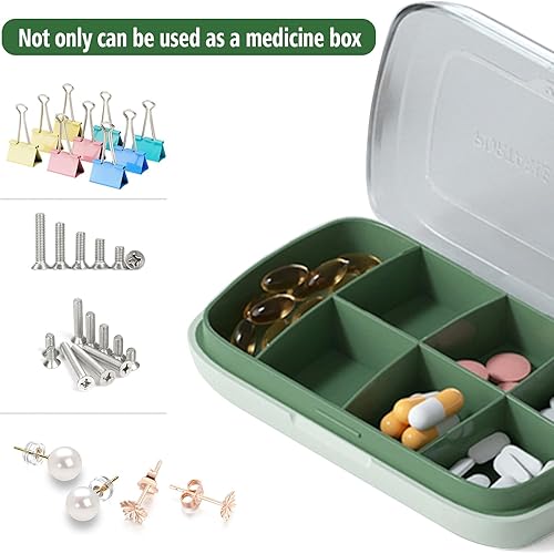 Miniatura 6 de Organizador de pastillas de viaje, 1 paquete, farmacia de bolsillo, 7 compartimentos, organizador de píldoras diario, pastillero portátil, caja