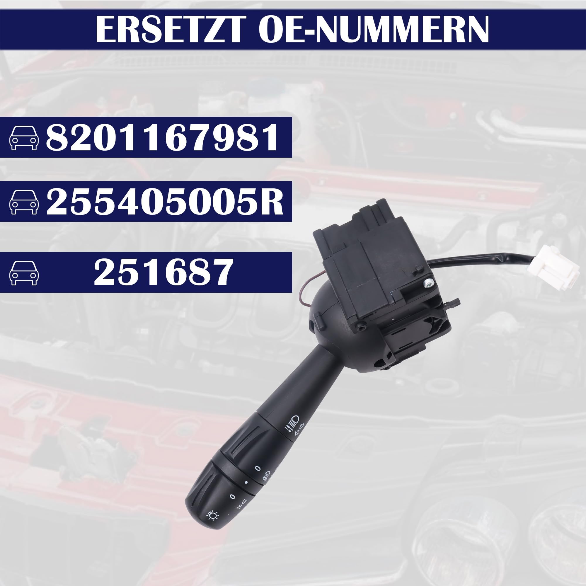 Lenksäule Blinker Lichtschalter 8201167981，Kompatibel mit Renault Clio 4 Logan II Sandero Dokker Duster Lodgy,255405005R 251687,Lenkstockschalter Blinkerschalter