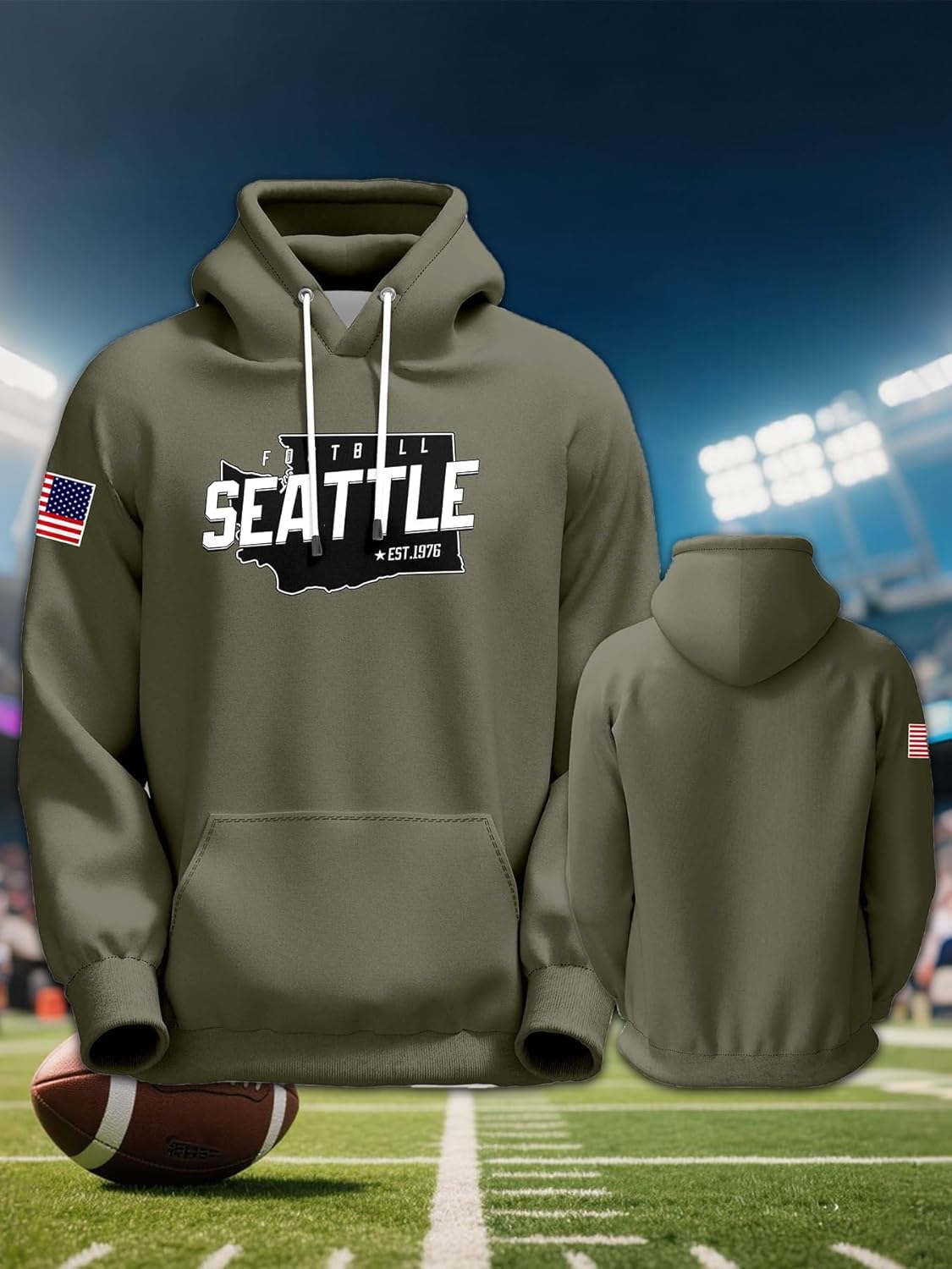 Men's 2026 Football Camo Salute Sweatshirt Apparel City Hoodies Football Fans Gifts Team Spirit Hooded Pullover