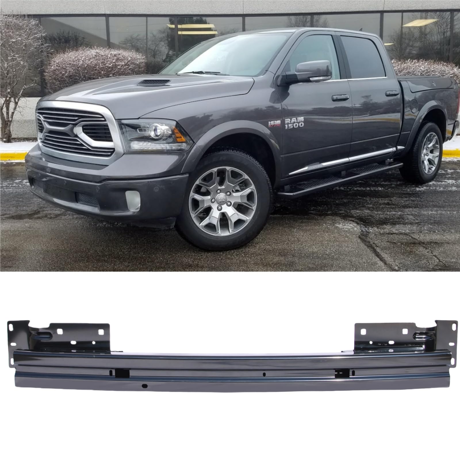 Front Bumper Bracket ReinForcement Impact Steel Compatible with 2013-2018 Ram 1500, Replacement 68196999AB, CH1006232 (Style A)