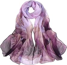 Chiffon Scarf Women - Ladies Scarves Lightweight Floral Print Chiffon Scarfs Shawls and Wraps for Womens Spring Autumn