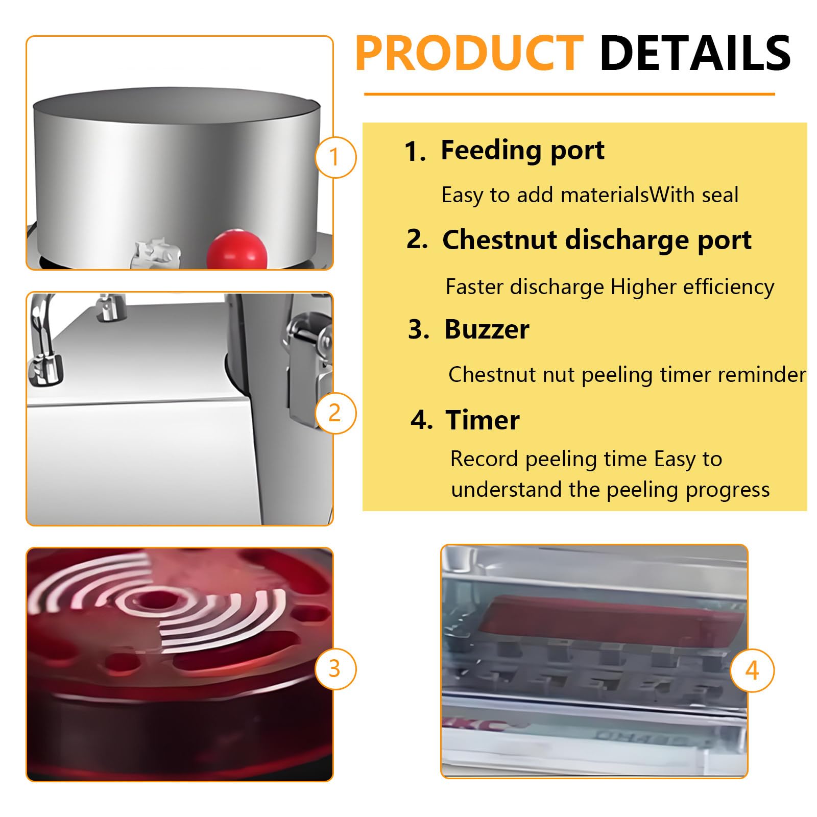 Pelapatate in Acciaio Inox, pelapatate Elettrico Professionale per Castagne, Senza danneggiare Le Castagne e Facile da Usare, per Castagne, sbuccia Rapidamente Le Castagne 14knives
