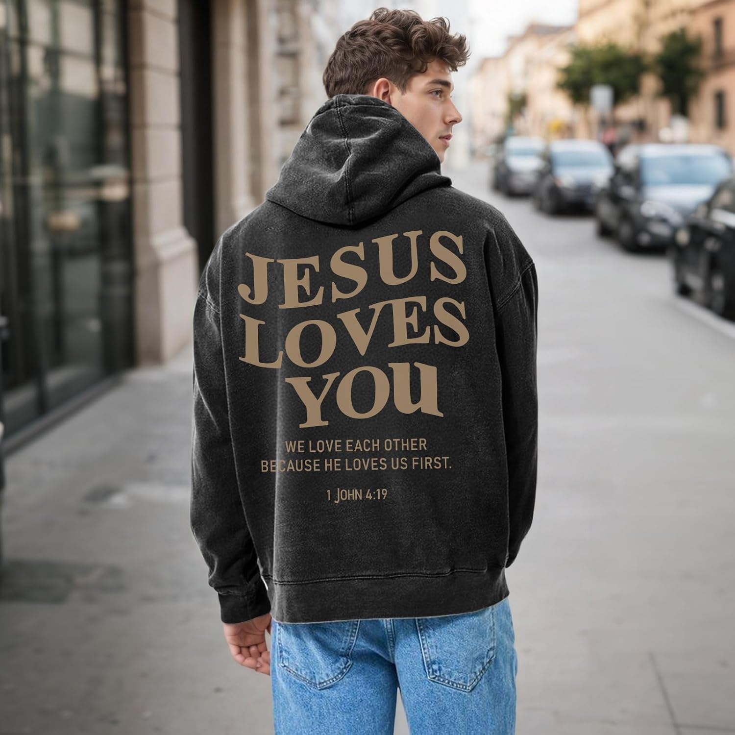 Wrenpies Mens Jesus Loves You Christian Hoodies God Bible Verse Faith Religious Sweatshirts Oversized Acid Wash Graphic Shirt image 3