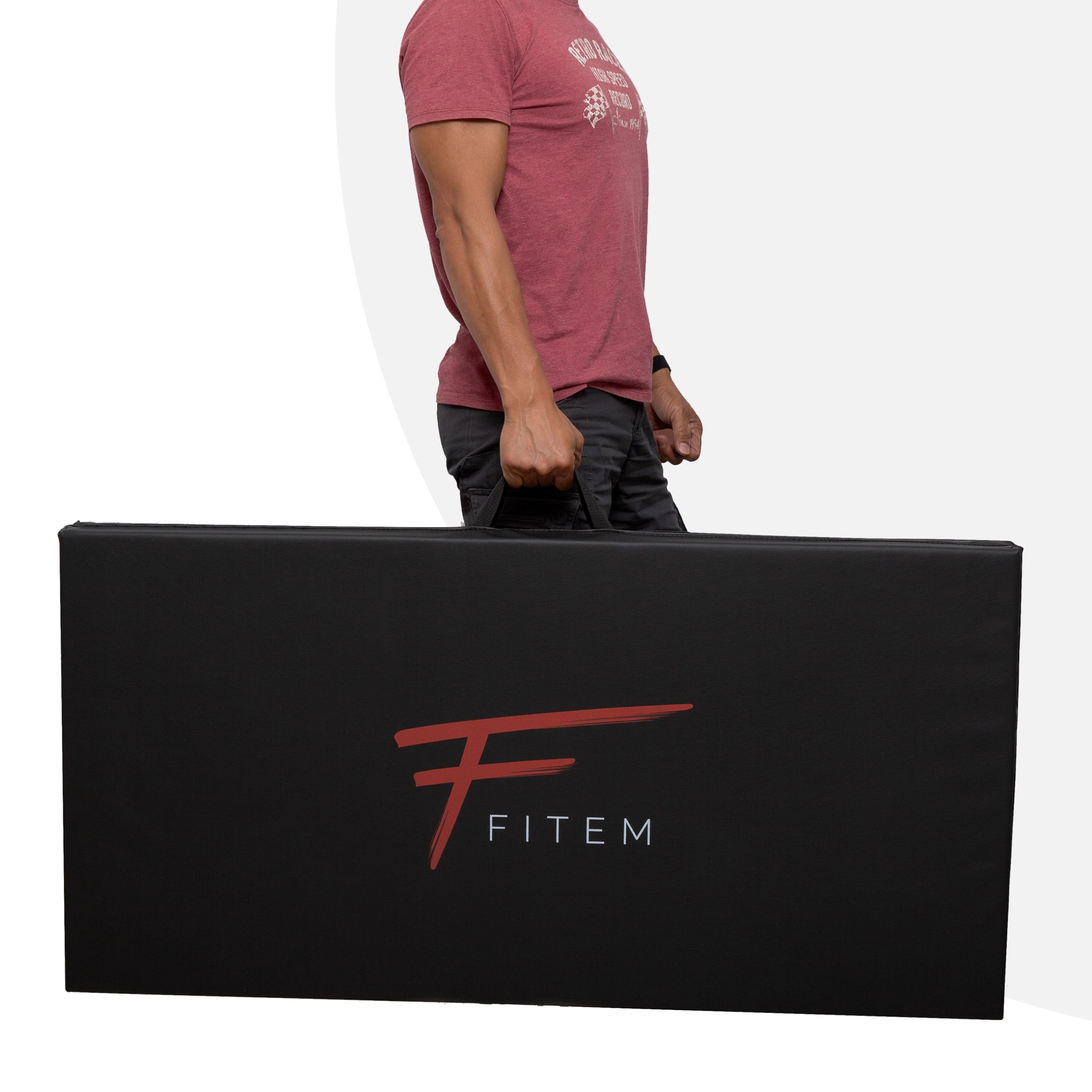 Fitem - Tappetino spesso pieghevole, alto di gamma, dimensioni: 240 x 120 x 4 cm o 180 x 60 x 4 cm, con maniglie di trasporto, per palestra, yoga, MMA, sport, ginnastica, fitness, pilates, esercizi per la muscolatura