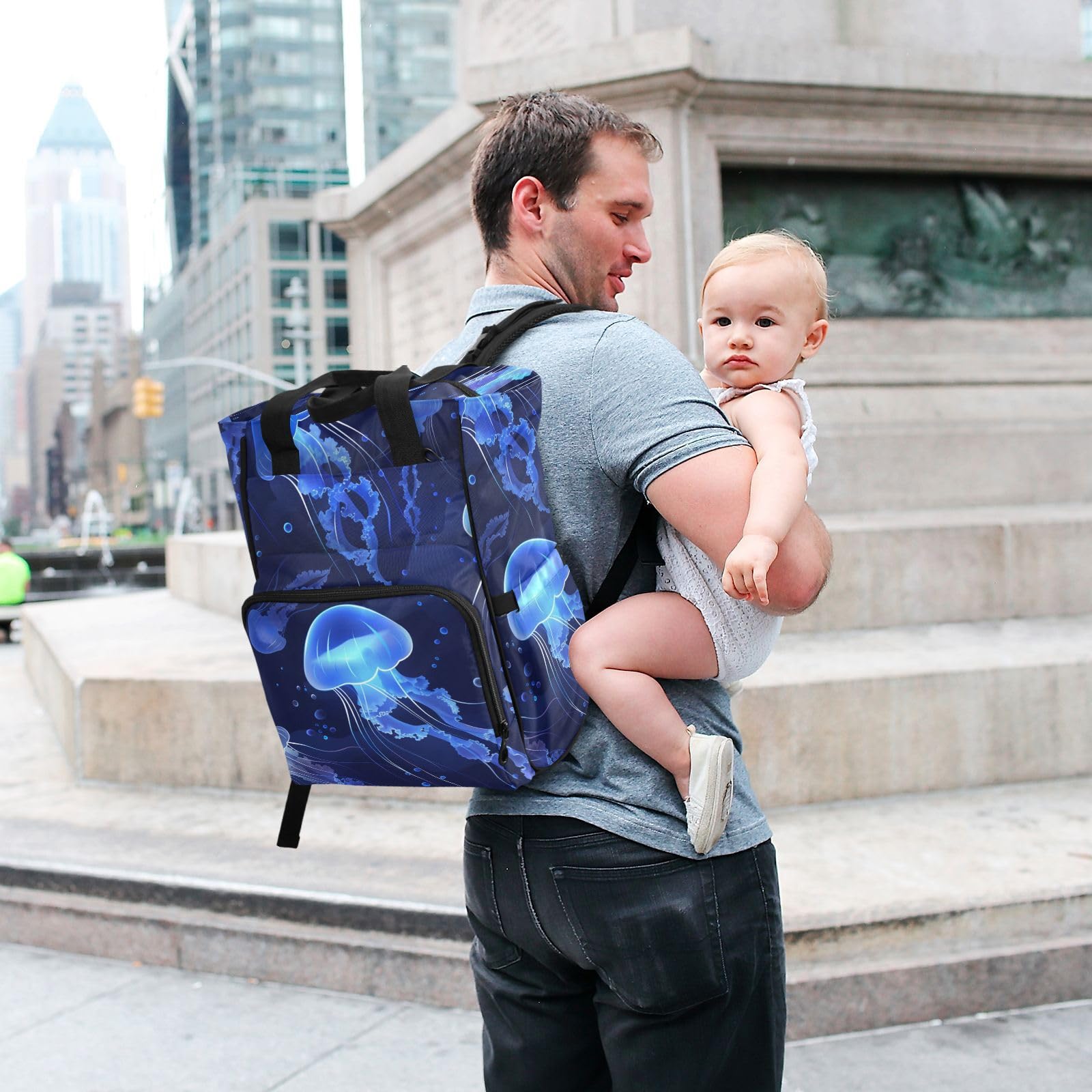 Baby Essentials - Bolsa para pañales con diseño de medusas azules